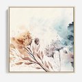 Obraz w ramie 50x50 - Nostalgiczne tańce pędzla - akwarelowe kwiaty, gałęzie - rama drewno