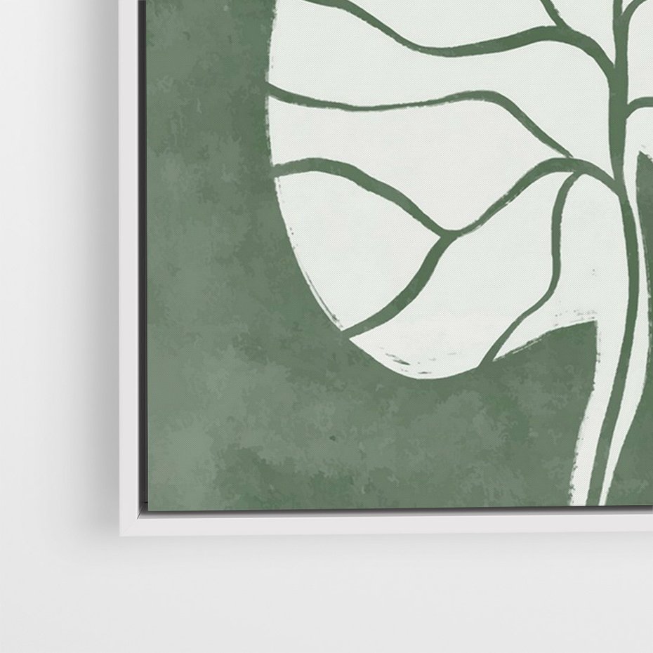 Obraz w ramie 50x70 - Migotliwe Wnętrze Zieleni - zielony plakat, roślinne motywy - rama biała