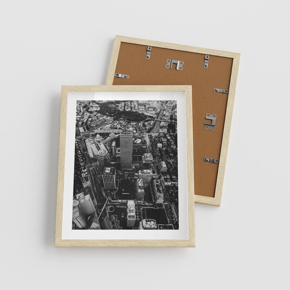 Plakat w ramie 40x50 - Kontrastujące miasto - miasto, biało - rama drewno