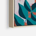Obraz w ramie 50x50 - Harmonijne Formy - abstrakcyjna kompozycja kwiatowych form, kolor zgaszone - rama drewno