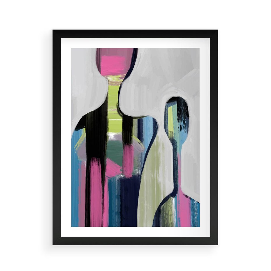 Plakat w ramie 50x70 - Wnętrza Kształtów - abstrakcyjna sztuka, nowoczesny obraz - rama czarna