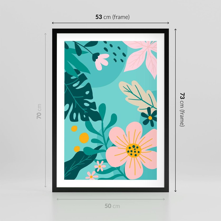 Plakat w ramie 50x70 - Kwiatowy Impuls - pastelowa kompozycja, kwiaty - rama czarna