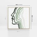 Obraz w ramie 80x80 - Zielony Profil - abstrakcja, zielony portret z profilu - rama drewno