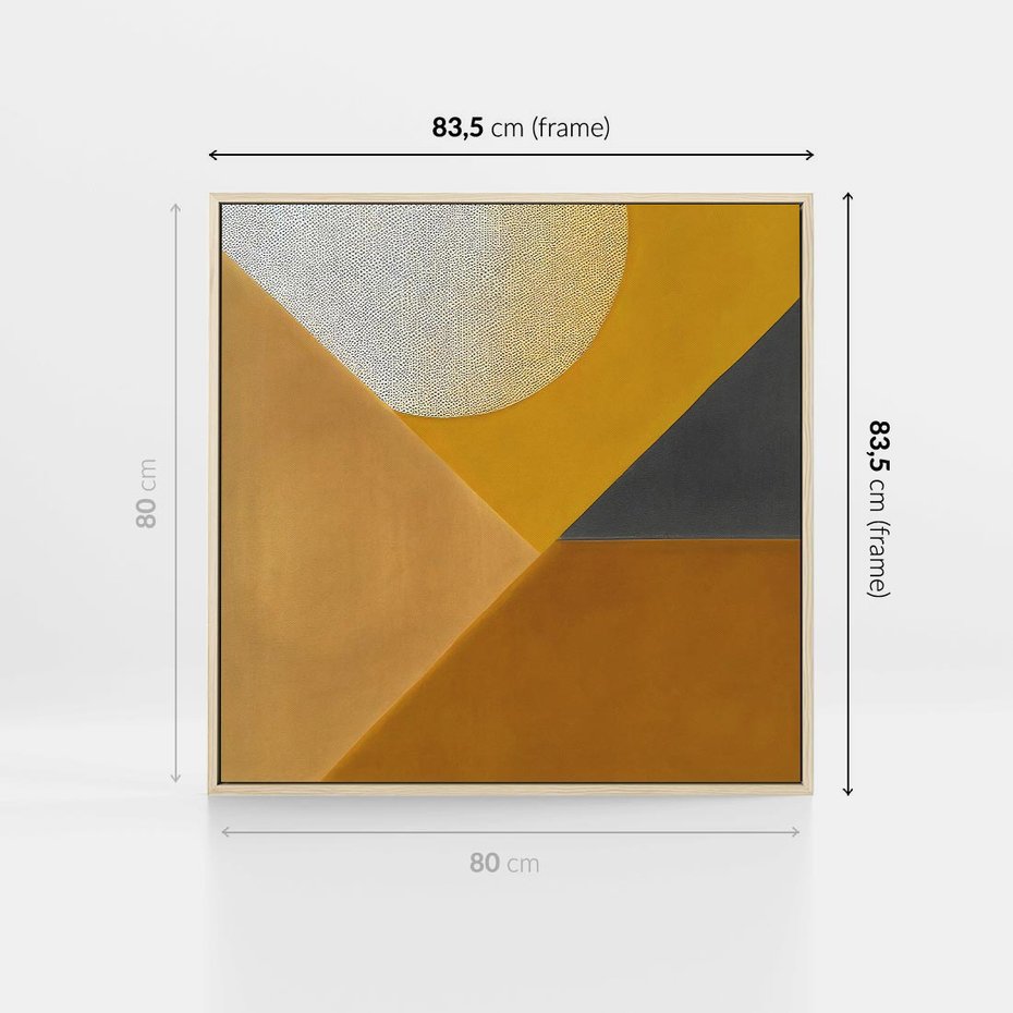 Obraz w ramie 80x80 - Harmonia migoczących ognisk - intensywne ciepłe kolory, słoneczny żółty - rama drewno