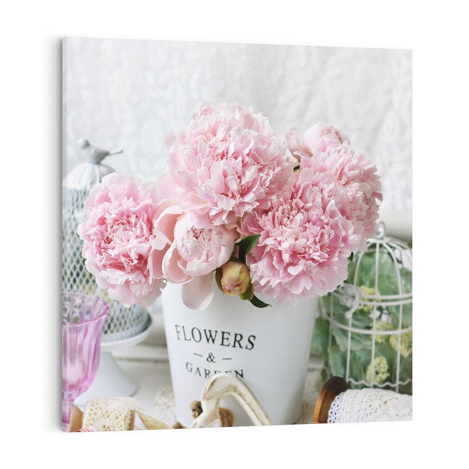 Obraz na płótnie 70x70 - Miłość w powietrzu - kwiaty, romantyczne