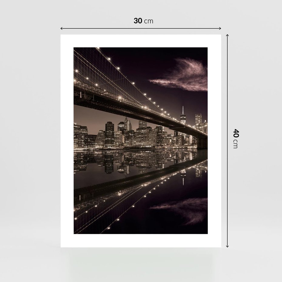 Plakat bez ramy 30x40 - Most na nocnym horyzoncie - most, noc