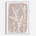 Obraz w ramie 70x100 - Roślinne Przeniknięcia - nowoczesny subtelny plakat, beżowy - rama biała