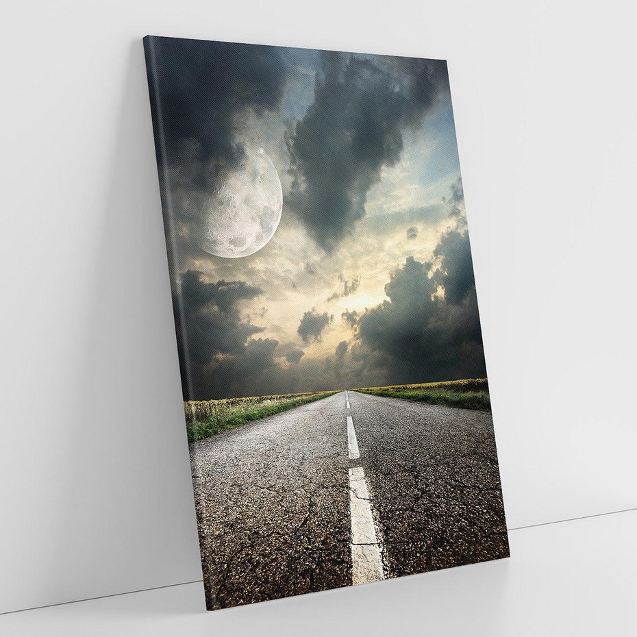 Obraz na płótnie 50x70 - magia nocnej drogi - droga, księżyc