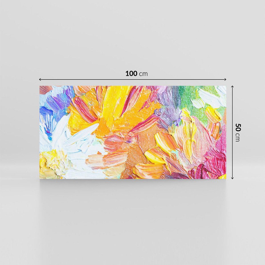 Obraz na płótnie 100x50 - Kwiatowe Harmonie - zbliżenie na obraz olejny, gruba warstwa farby