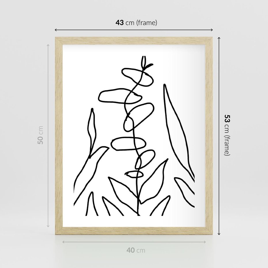 Plakat w ramie 40x50 - Liście Mocy - mroczna sztuka, minimalizm - rama drewno