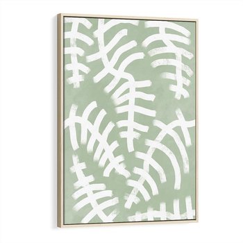 Obraz w ramie 70x100 - Oaza Zieleni - zielona abstrakcja, zgaszona zieleń - rama drewno