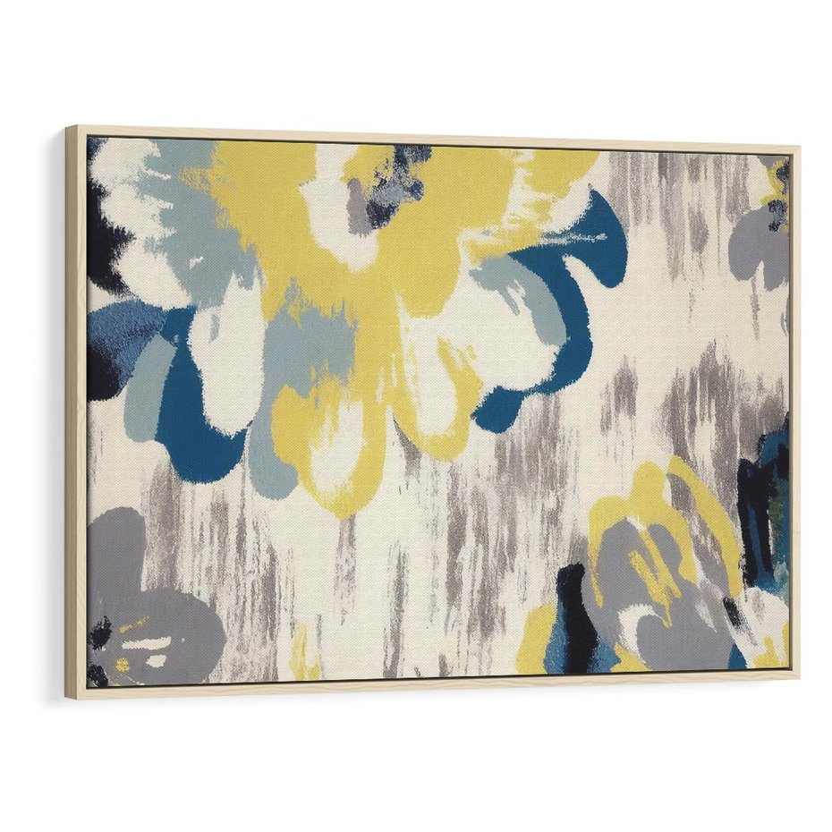 Obraz w ramie 100x70 - Kwiatowe Impresje - malowane duże kwiaty, kolory żółty - rama drewno