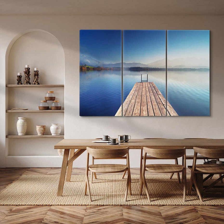 Obraz na płótnie 120x80 - Alpy: jezioro i malownicze molo - Alpy, jezioro
