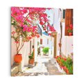 Obraz na płótnie 40x40 - Kwiatowa uliczka wakacji - kwiaty, uliczka