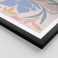 Plakat w ramie 40x50 - Pastele Kwiatowych Plam - pastelowe kwiaty, na beżowym tle - rama czarna