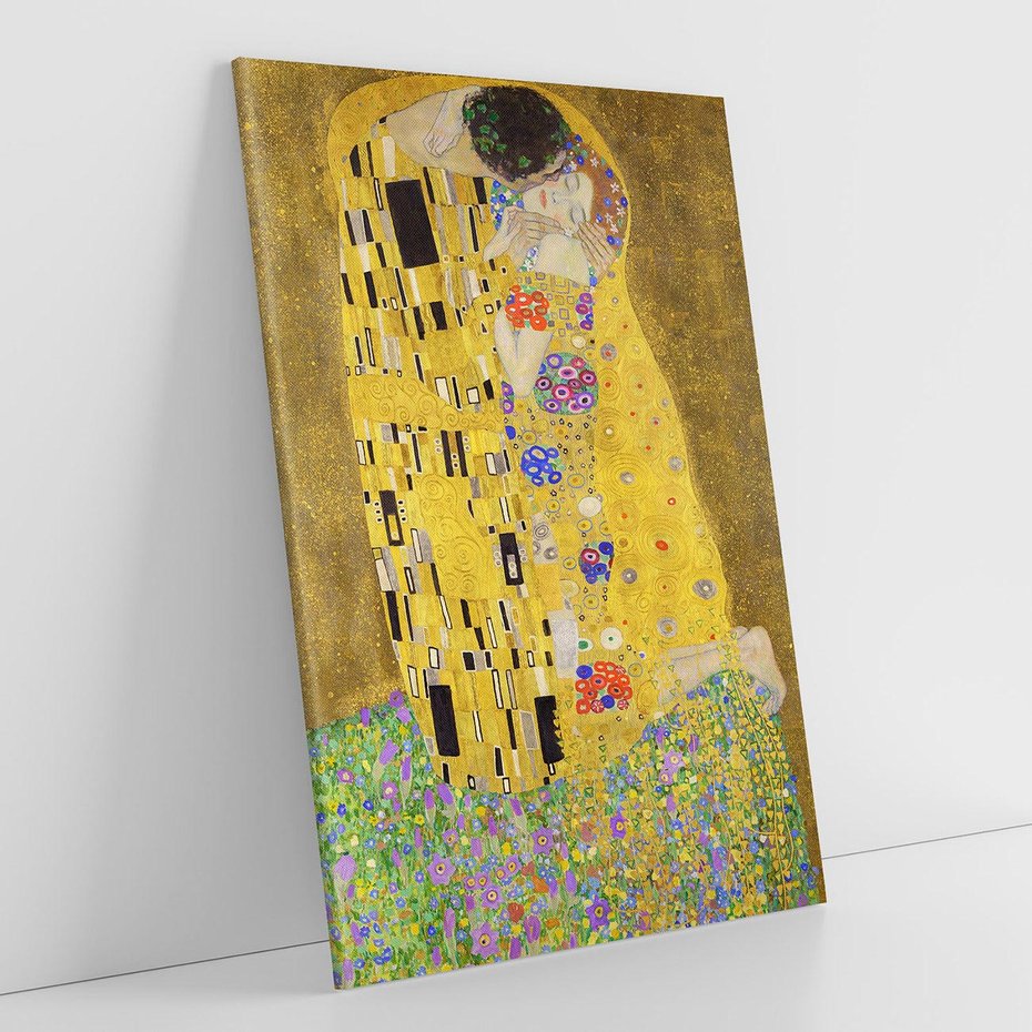 Obraz na płótnie 80x120 - "Pocałunek" (1907–1908) Gustav Klimt - Reprodukcja - reprodukcja, obraz na płótnie