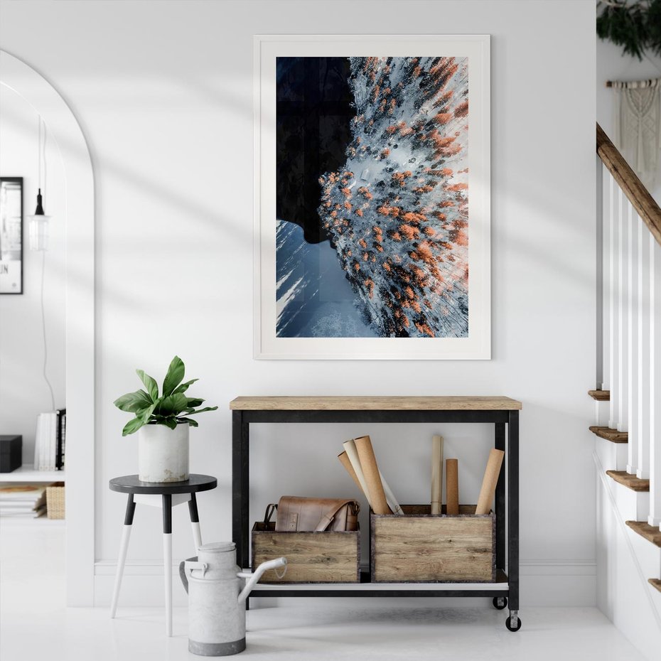 Plakat bez ramy 30x40 - Lot Ptaka - zima, zimowy krajobraz