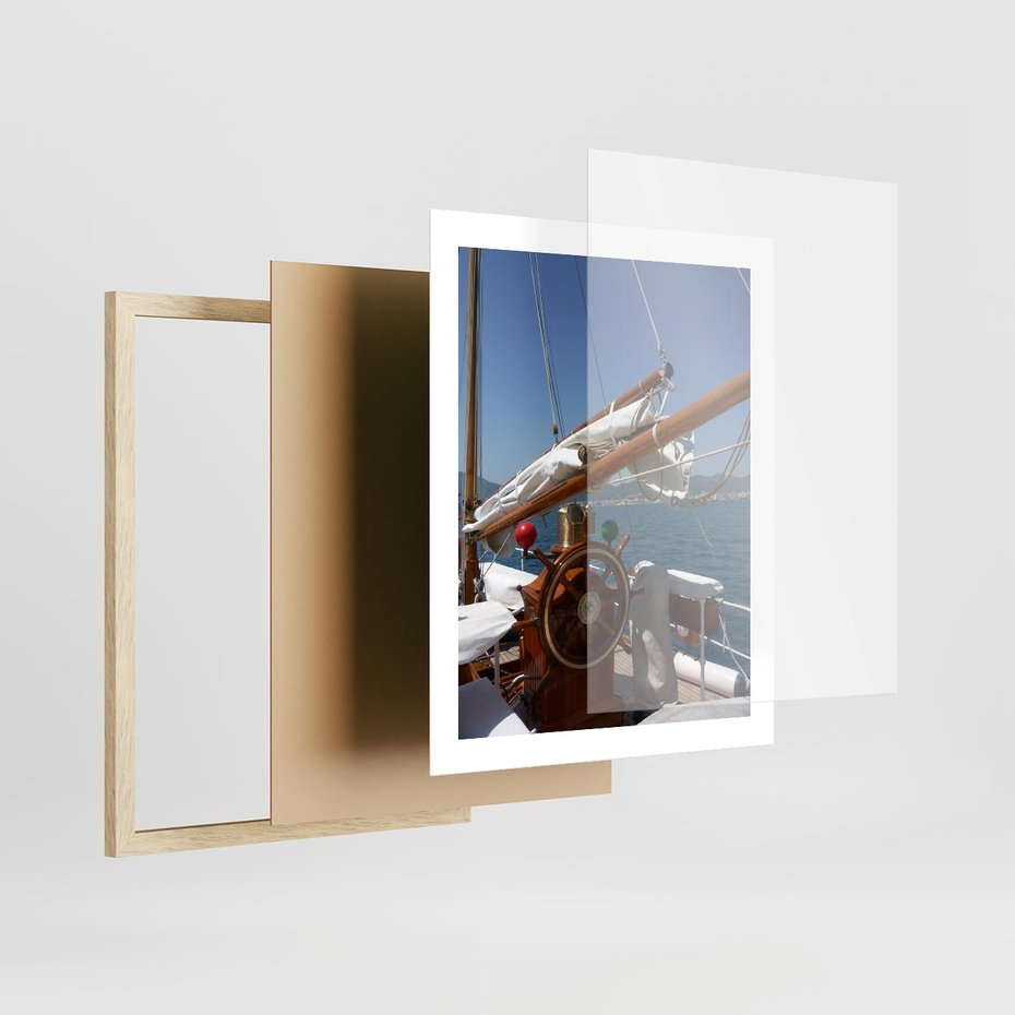 Plakat w ramie 40x50 - Podróż Morska - statek, ster - rama drewno