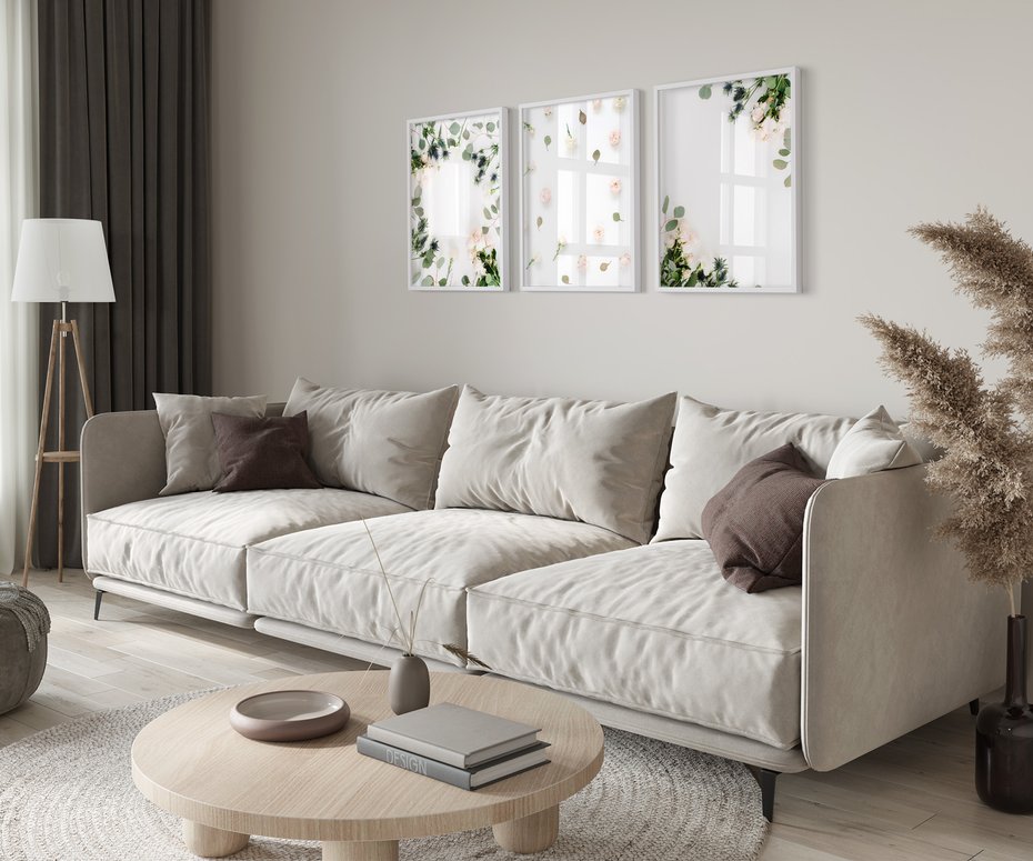 Zestaw obrazy w ramie 50x70 galeria - Białe, kwiaty, róże - rama biała