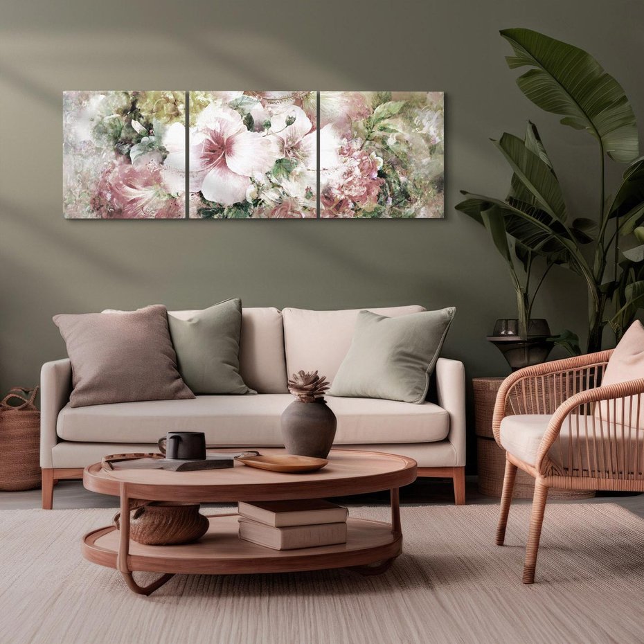 Obraz na płótnie 90x30 - Piękno natury na płótnie - kwiaty, olejne