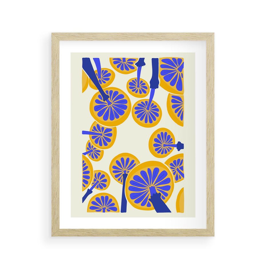 Plakat w ramie 40x50 - Malowane w słońcu - abstrakcyjna kompozycja, grzyby - rama drewno