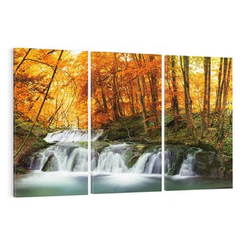 Obraz na płótnie 120x80 - Jesienny wodospad w lesie - jesień, wodospad