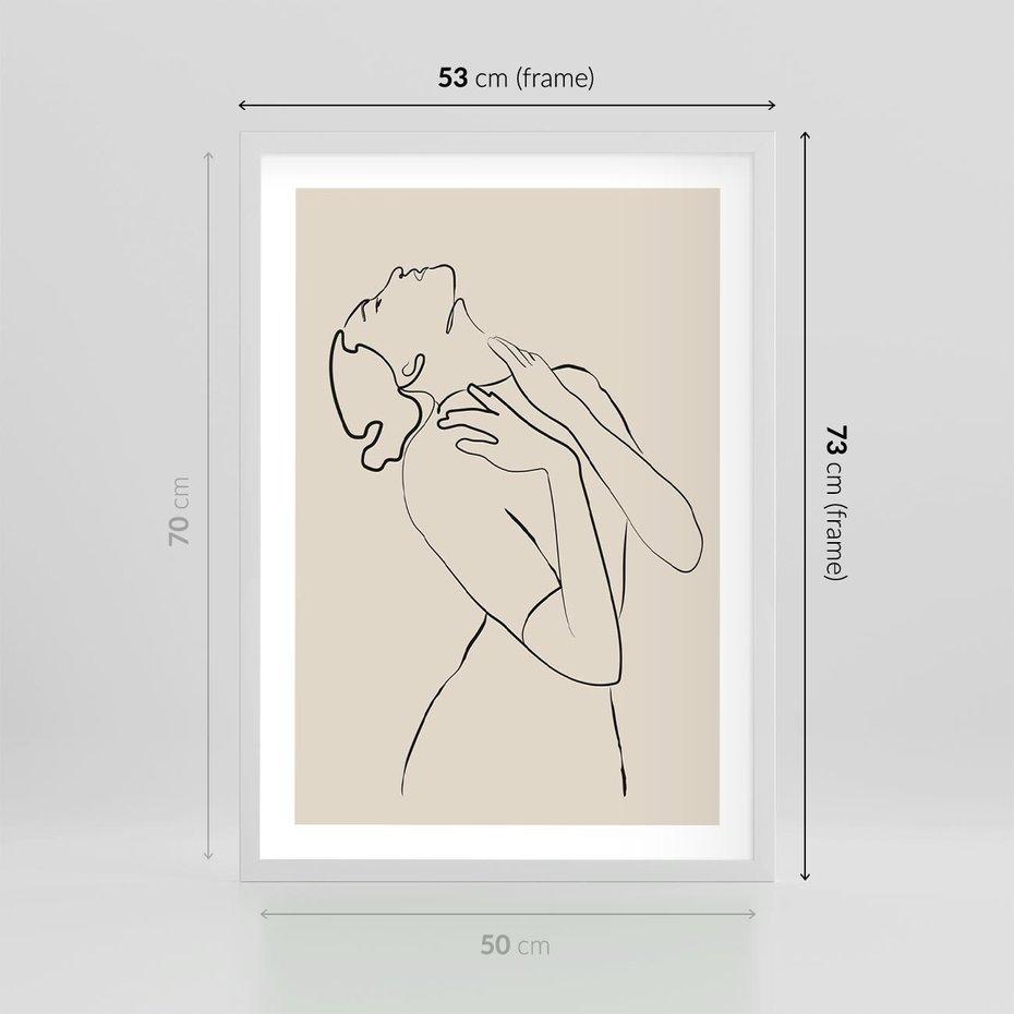 Plakat w ramie 50x70 - Bezkresny Taniec - kobieta, szkic - rama biała