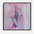 Obraz w ramie 50x50 - Splecione - obraz olejny, pastelowe kolory - rama czarna