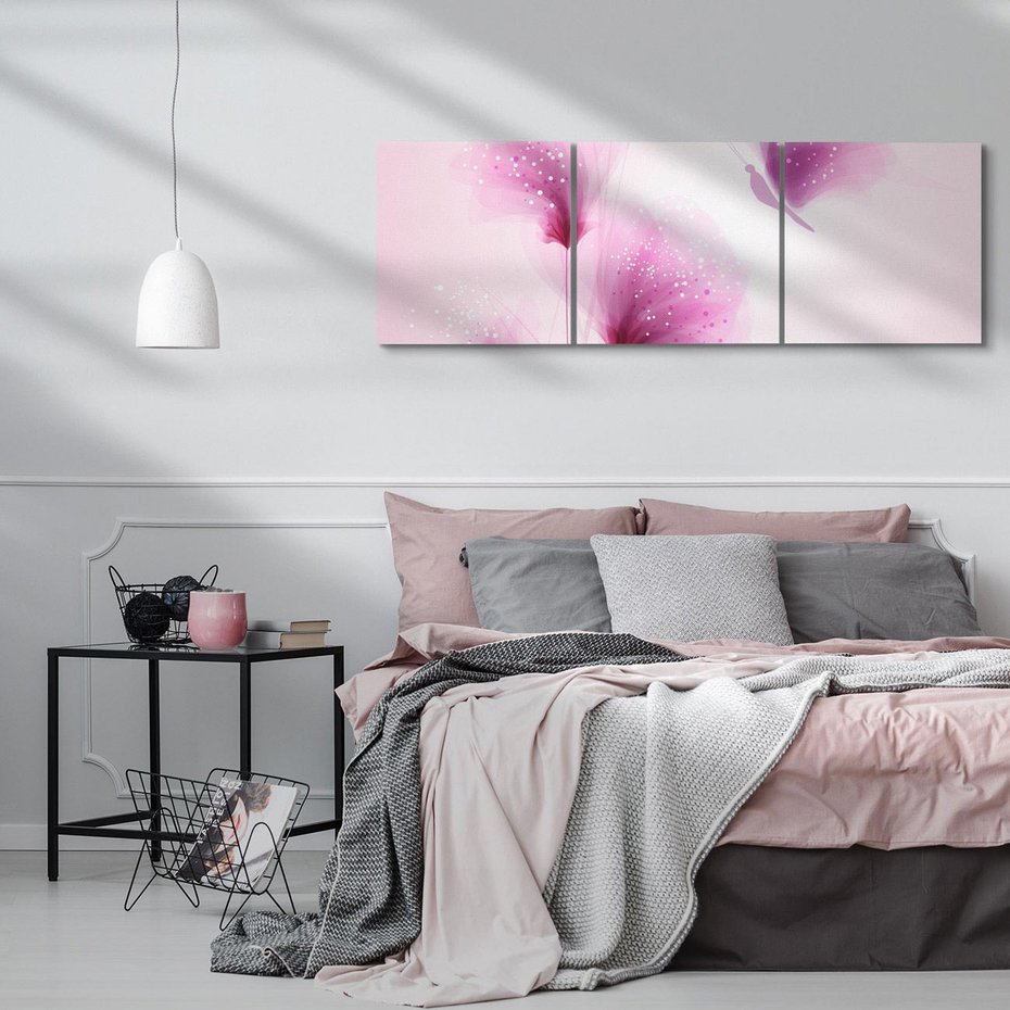 Obraz na płótnie 90x30 - Akwarelowe Kwiaty w Pastelach - kwiaty, akwarelowe