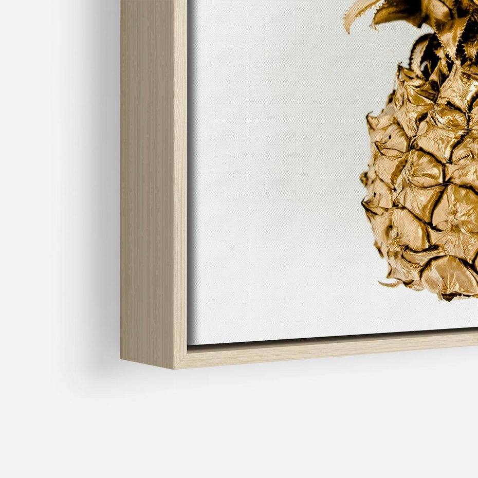 Obraz w ramie 80x80 - Ekskluzywny Akcent - złoty, ananas - rama drewno