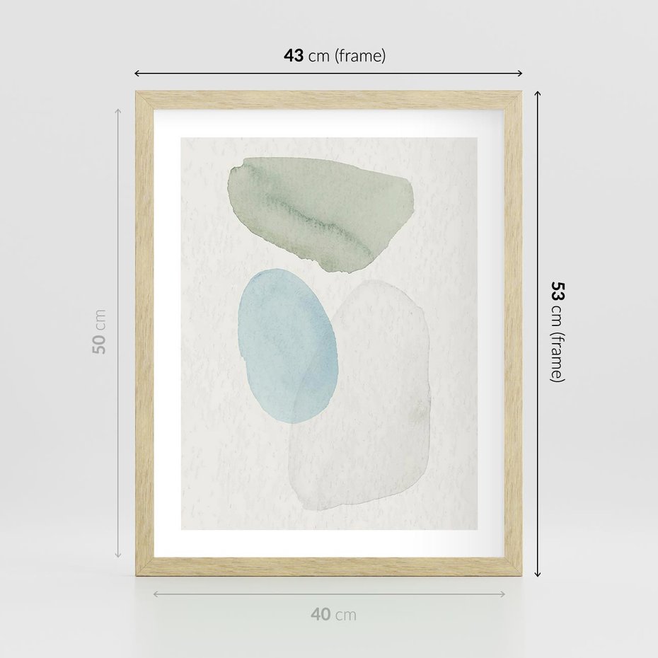 Plakat w ramie 40x50 - Akwarelowa Symfonia Natury - abstrakcyjne delikatne plamy, akwarelowe - rama drewno