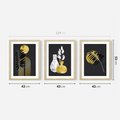 Zestaw obrazy w ramie 40x50 galeria - Złoto, liście, monstery - rama drewno