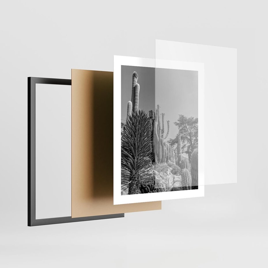 Plakat w ramie 40x50 - Pustynny Klimat - czarno białe zdjecie, pustynia - rama czarna