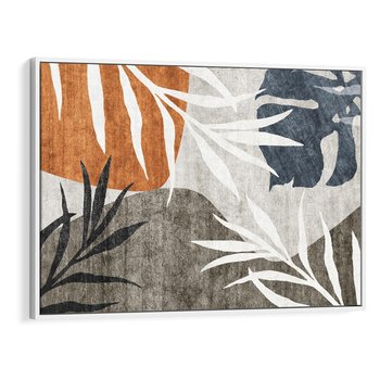 Obraz w ramie 120x80 - Oddechy ciszy i ruchu - rzut liści palmy, monstery - rama biała