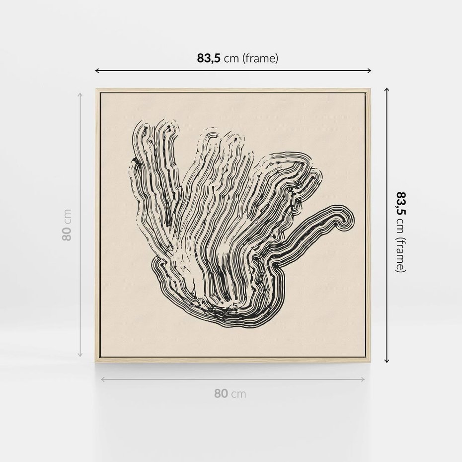 Obraz w ramie 80x80 - Abstrakcyjne Odbicie - abstrakcyjne odbicie, biało czarny - rama drewno