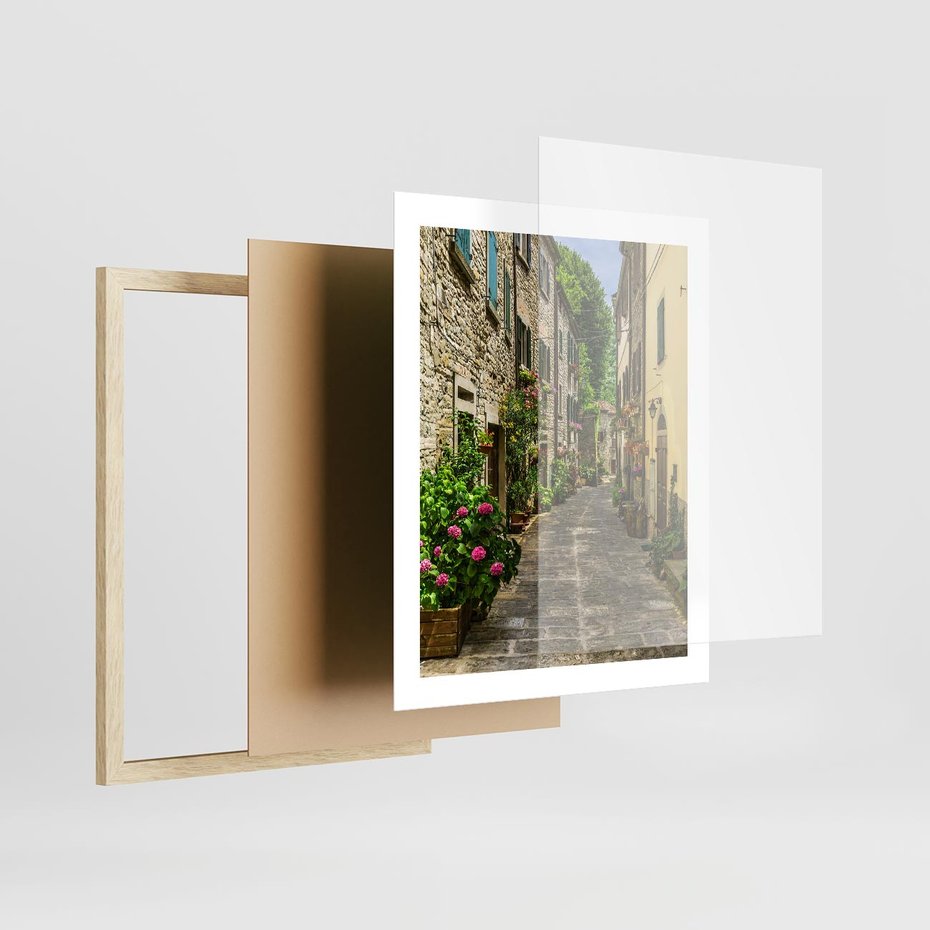 Plakat w ramie 40x50 - Spacer po Złotej Alei - uliczka, perspektywa - rama drewno