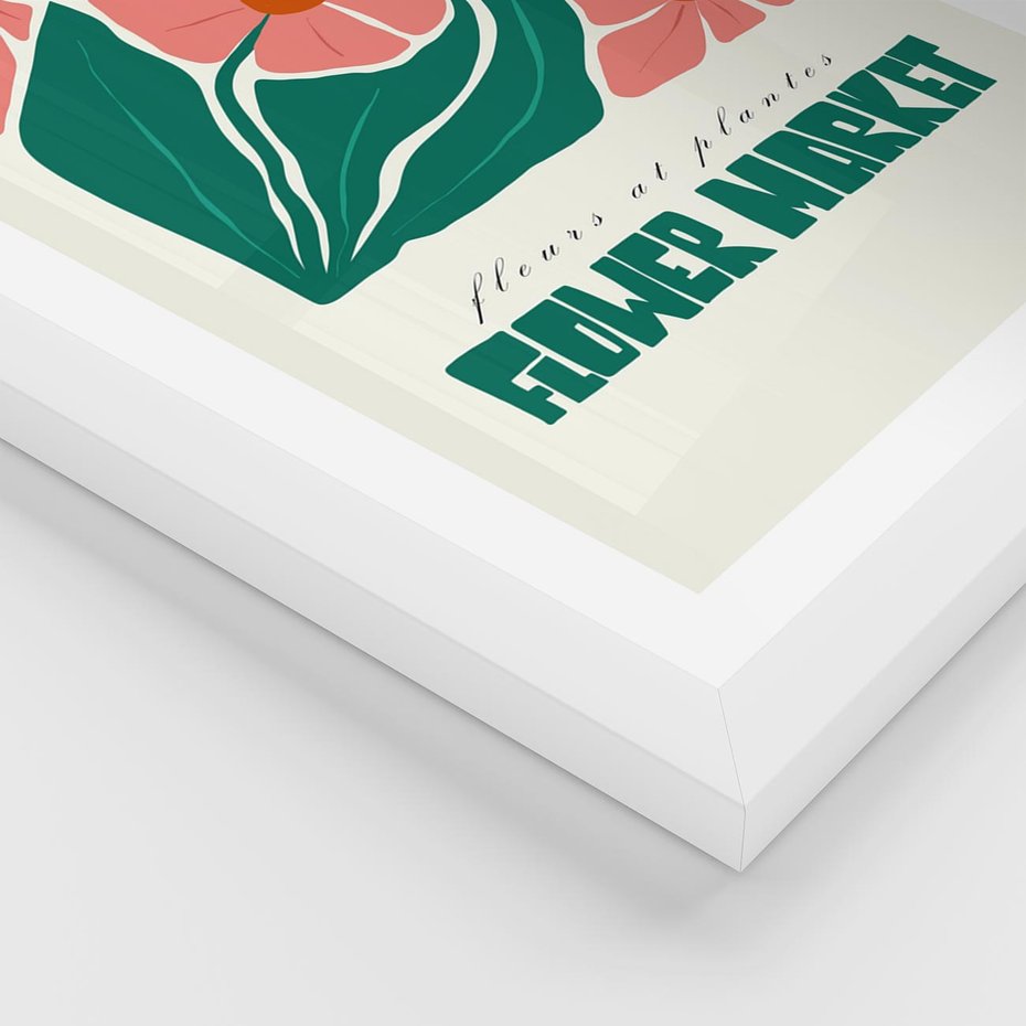 Plakat w ramie 50x70 - Retro Inspiracja - minimalistyczna kwiatowa kompozycja, pastelowe kolory - rama biała