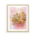 Plakat w ramie 40x50 - Blask Natury - złote, liście - rama drewno