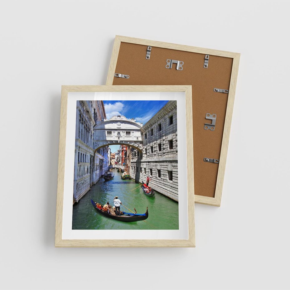 Plakat w ramie 40x50 - Romantyczna gondola w Wenecji - Wenecja, gondola - rama drewno