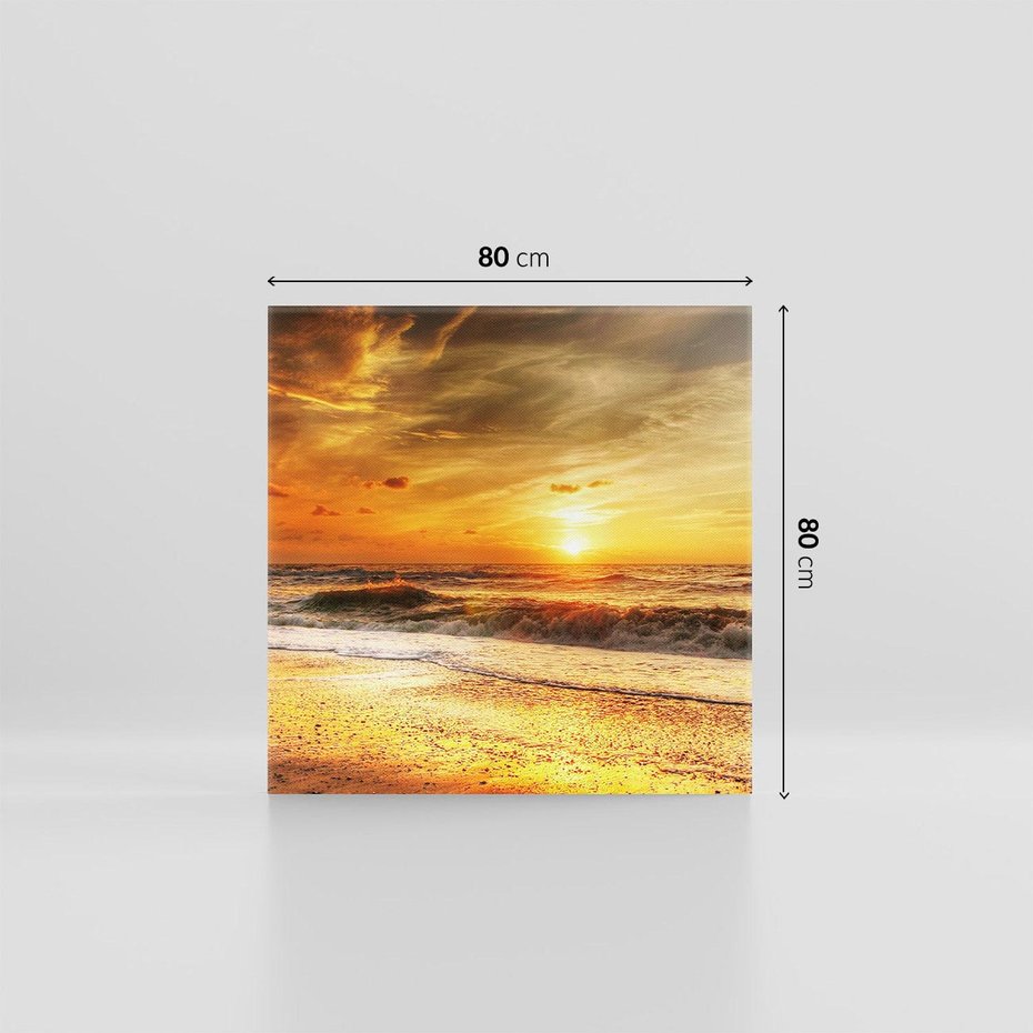 Obraz na płótnie 80x80 - Plaża Morza i Fale Zachodu Słońca - plaża, morze