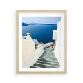 Plakat w ramie 40x50 - Malowniczy urok wyspy - Santorini, schodki - rama drewno
