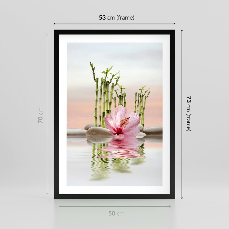Plakat w ramie 50x70 - Harmonia i relaks - spa, bambus - rama czarna