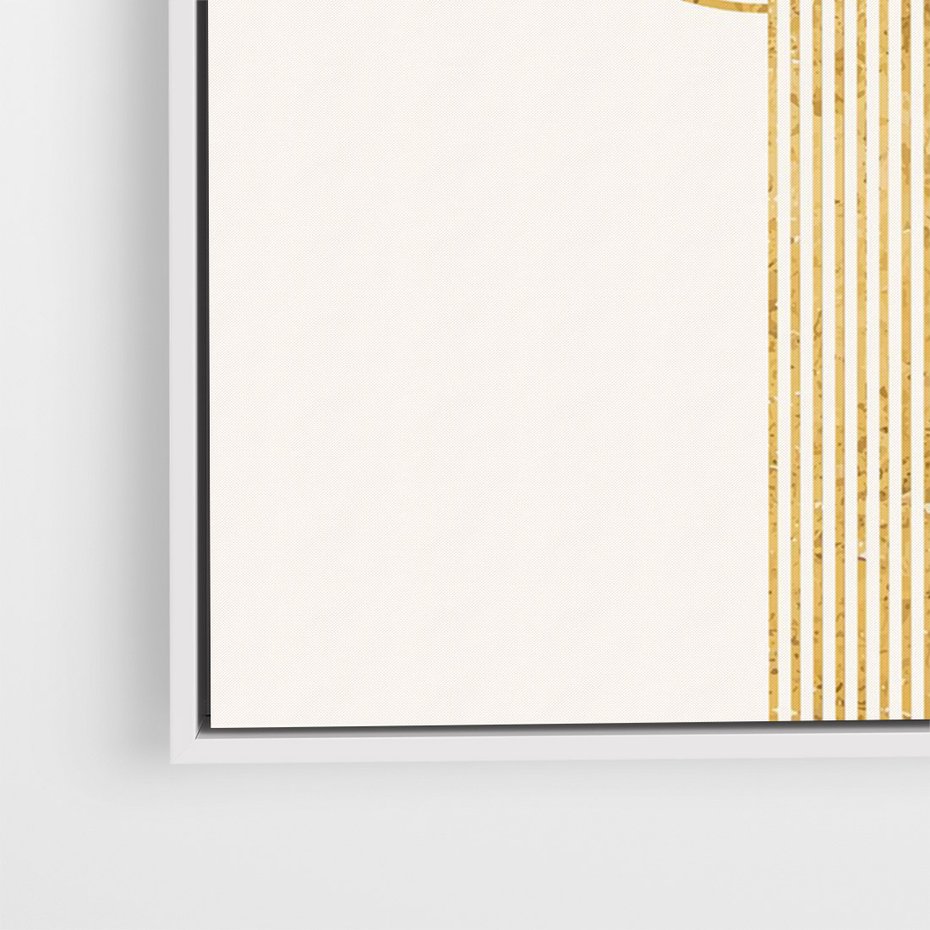 Obraz w ramie 50x70 - Podróżne Kształty - geometryczne linie w złotym kolorze, minimalizm - rama biała