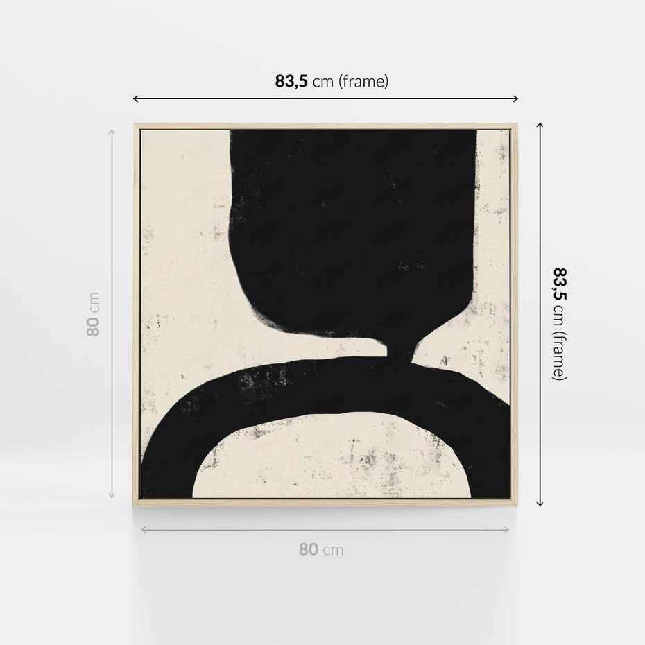 Obraz w ramie 80x80 - Przenikające Plamy - abstrakcyjna sztuka, minimalizm - rama drewno