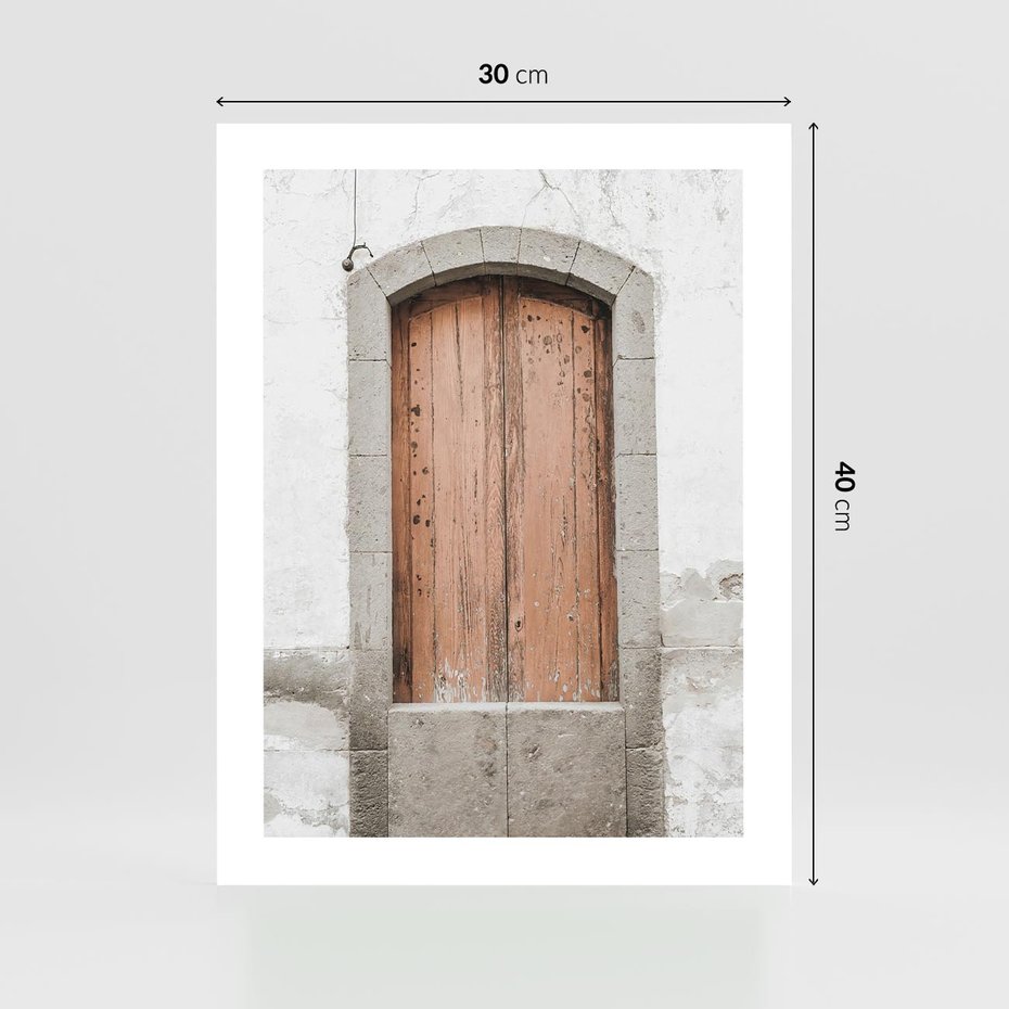 Plakat bez ramy 30x40 - Śródziemnomorskie Drzwi Czasu - fotografia starych drzwi, śródziemnomorska architektura