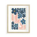 Plakat w ramie 40x50 - Niebieskie Refleksje - niebieskie kwiaty, niezapominajki - rama drewno