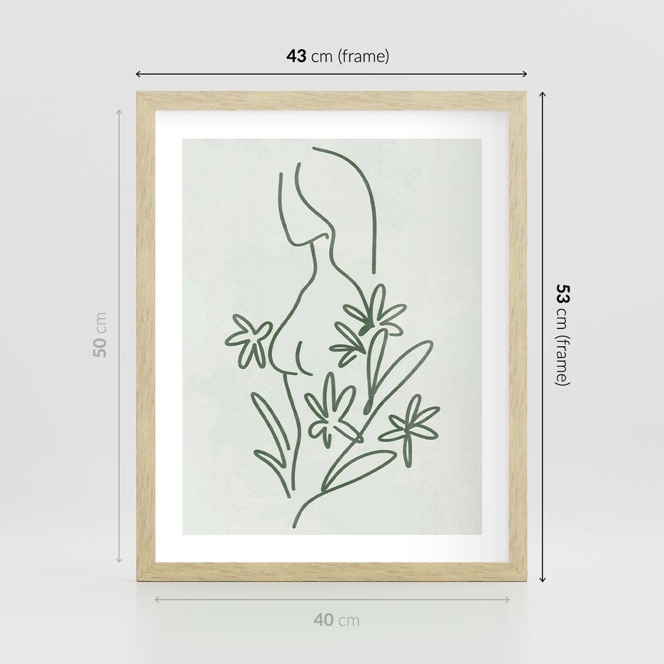 Plakat w ramie 40x50 - Odbicia Zielonego Raju - zielony odcień, abstrakcja - rama drewno