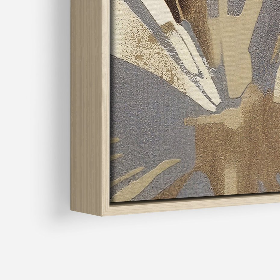 Obraz w ramie 50x70 - Szept roślinnych emocji - olejna abstrakcja, złoto i brąz - rama drewno