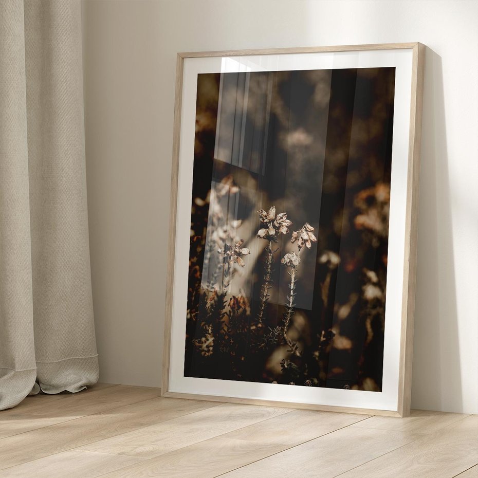 Plakat w ramie 30x40 - Jesienny Urok - suche trawy, jesienny pejzaż - rama drewno