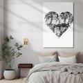 Obraz na płótnie 70x100 - Drzewo Serca - czarne serce, tekstura jak kora drzewa